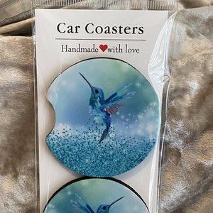 Set of 2 Neoprene Car Coasters - Hummingbird